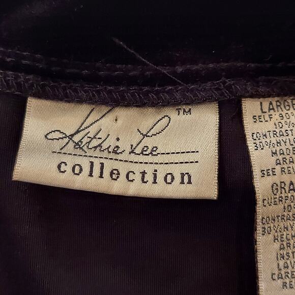 Vtg 90s Velvet Burnout Cropped Cardigan Large Goth Romance Moody Whimsygoth - Picture 7 of 10